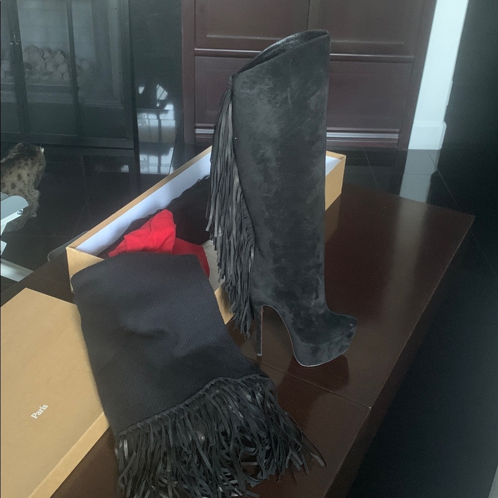 Christian Louboutin Black Fringe Boots - Picture 16 of 16